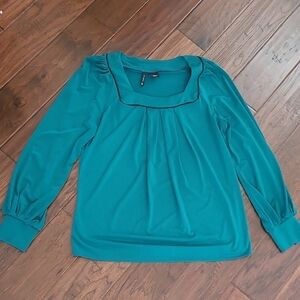 New Directions dark teal blouse with black trim detail size Large